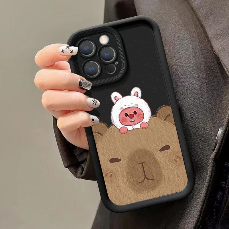 Ốp Cho iPhone 16 11 12 13 14 15 Pro Max Cho iPhone XR X XS Max 7 8 Plus SE2020 2022 Họa Tiết Vui Nhộn Dễ Thương Thỏ Capybara Vỏ Chống Sốc