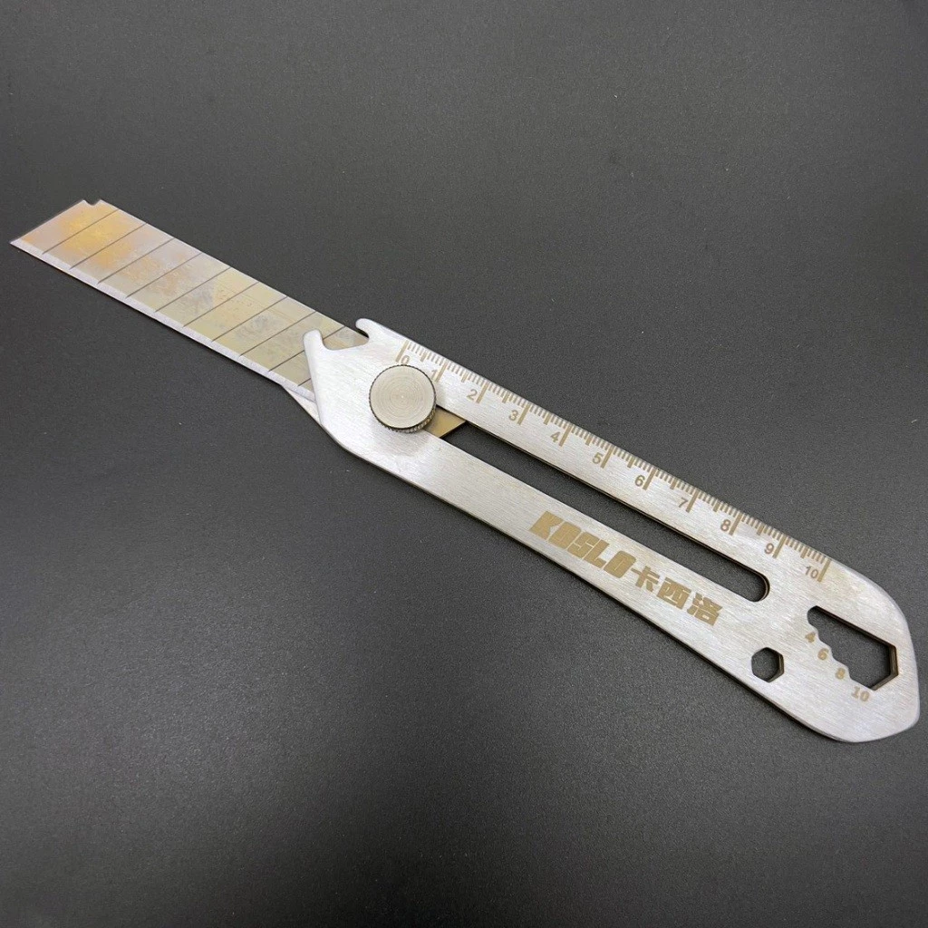 Dao Rọc Giấy Đa Năng Bằng Thép Không Gỉ Cao Cấp, Thước Đo, Vặn Ốc, Có Núm Xoay Cố Định