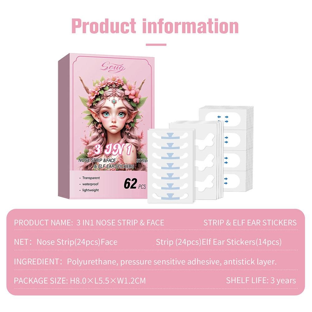 Miếng Dán Mũi Vịt + Miếng Dán Tai Cổ Tích + v Dây Đeo Nâng Mặt Kết Hợp Làm Đẹp Để Thu Nhỏ Đặc Biệt B2v6