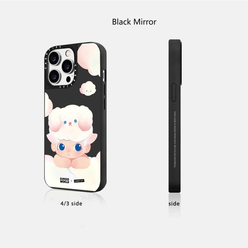 CASETiFY X DIMOO WORLD Hút từ tính Vỏ IPhone Gương đen & bạc IPhone 16 15 14 13 12 Pro Max Plus Ốp điện thoại cứng có hộp khắc logo