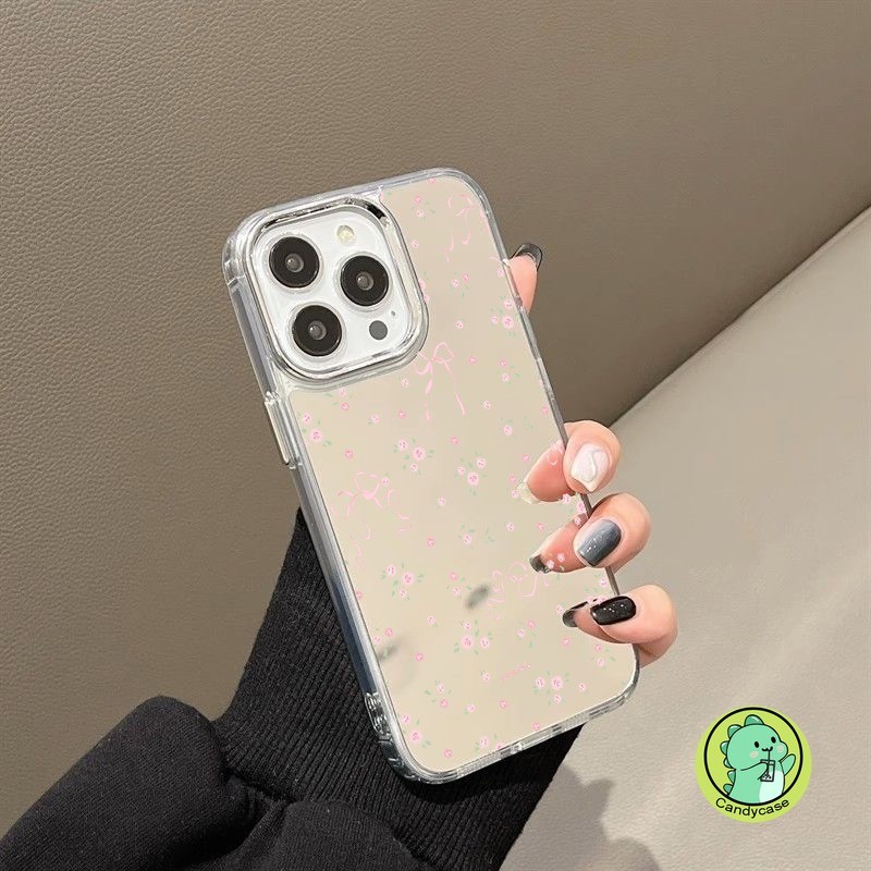 Ốp Điện Thoại Gương Hoa Hồng Cho OPPO Reno 13F 12F 12 Pro 11F 11 Pro 10 Pro 8Z 7Z 8T 8 7 6 5 4 Lite 6Z 5Z 5F 5K 4F Ốp Lưng Dễ Thương Sang Trọng Thắt Nơ Mềm Trang Điểm