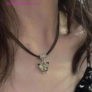 {FH Fashion} Vòng cổ mặt dây chuyền màu xanh đen cổ điển dành cho nữ Dây da thời trang Punk Dây chuyền Choker Dây chuyền xương đòn hợp thời trang.