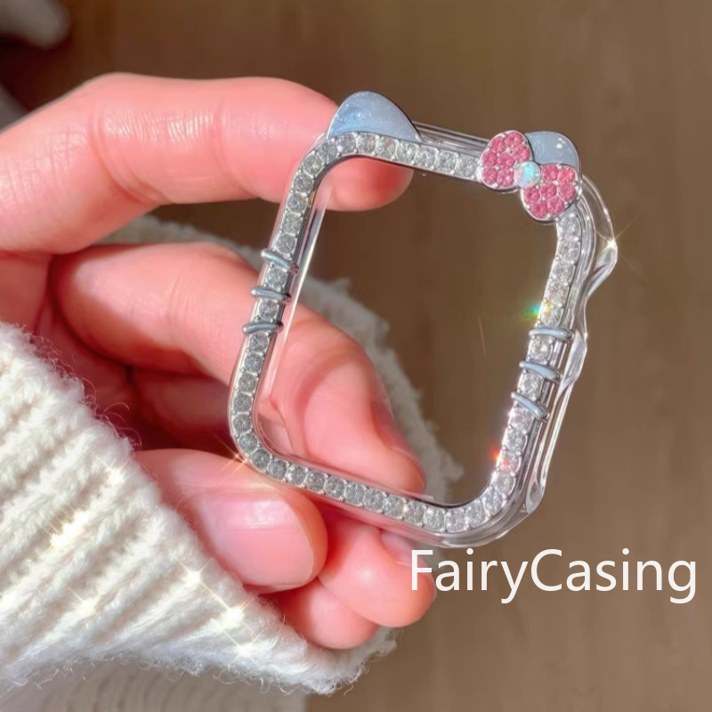 Vỏ PC cứng Diamand Kitten cho Apple Watch S11 S11 Ốp lưng Series 10 42 46mm 41 45mm 49mm 9 7 8 6 5 SE 40mm 44mm Vỏ bảo vệ