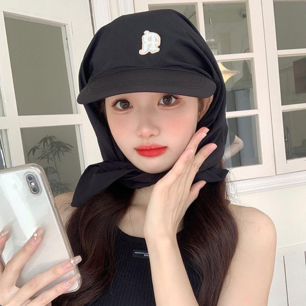 Mũ chống nắng SEYAWSON, Mũ trùm đầu buộc dây hình tam giác, Bảo vệ cổ UV khô nhanh thông thường Mũ leo núi ngọt ngào dành cho nữ Xuân hè