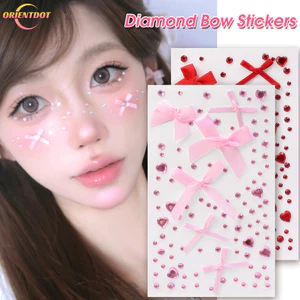 Miếng Dán Mặt Kim Cương Giả Nơ Bướm Mặt Trang Sức Đề Can DIY Trang Điểm Tạm Thời Hình Xăm Dán