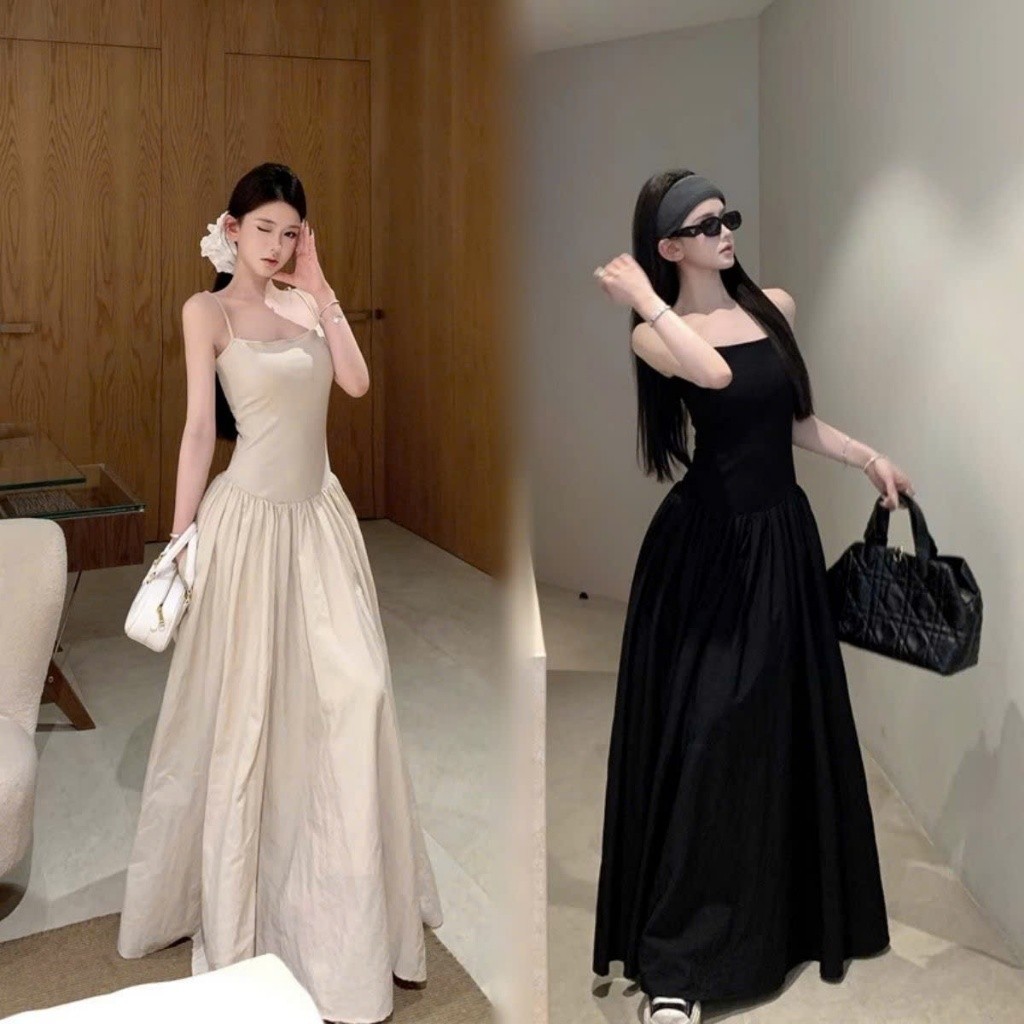 Đầm váy maxi 2 dây mùa hè dáng dài thiết kế chiết eo tôn dáng xu hướng hottrend XIMIMI SP298