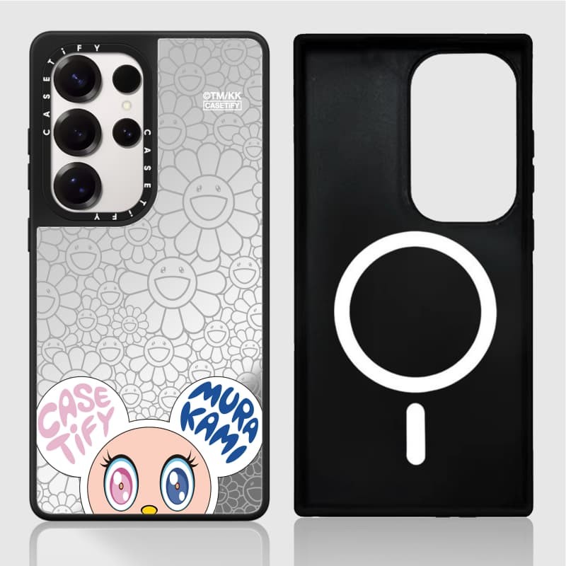 Takashi MURAKAMI x CASETiFY: MR. Ốp lưng cứng DOB Matte Black & Sliver Mirror hút từ tính Samsung Galaxy S23 S24 S25 Ultra Plus có hộp khắc logo