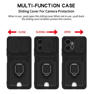 Dành Cho Redmi Note 12 4G Ốp Lưng 4 Trong 1 Trượt Camera Bao Đựng Thẻ Đứng Vuông Freebie Dây Chống Sốc Chống Rơi Mỏng Mềm TPU Cover