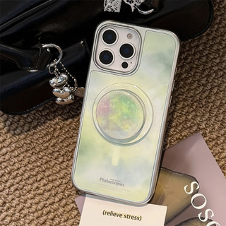 [Sheren] Giá đỡ từ tính họa tiết đá cẩm thạch xanh tươi Thích hợp cho i16 15 14 13 12 11 pro max Vỏ bảo vệ chống sốc