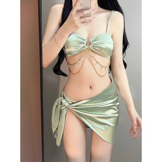 Bikini 2 mảnh đi biển sexy chất xốp nhăn phối khoen nhiều màu sẵn đệm mút, Đồ bơi nữ 2 mảnh sang chảnh sexy