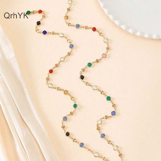 Thời Trang Nhà Máy Thời Trang Nhiều Màu Sắc Giả Pha Lê Dài Hình Chữ Y Vòng Cổ Kim Loại Xương Đòn Dây Chuyền Ngày Lễ Trang Sức Cơ Thể QrhYK
