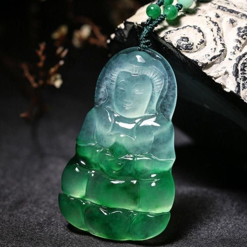 Đá Tự Nhiên Đá Hoa Nổi Ngọc Guanyin Mặt Dây Chuyền Áo Len Dây Chuyền Nam Nữ Mặt Dây Chuyền