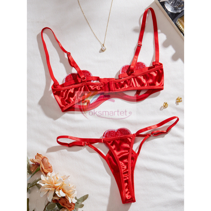 Oksmartlove Bán Buôn Phong Cách Mới Gợi Cảm Trái Tim Rỗng Nữ Tính Bộ Đồ Lót Ba Điểm