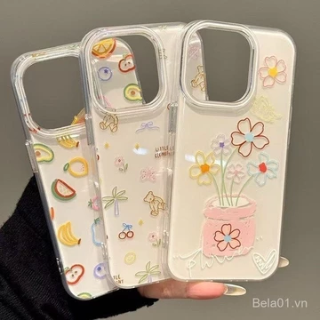 Ốp điện thoại tương thích với iPhone, ốp hoa đơn giản cho iPhone 16 Pro Max, ốp hai trong một cho iPhone 15/14, ốp mềm cho iPhone 13/12, phong cách Ins 11, ốp bảo vệ LBZA