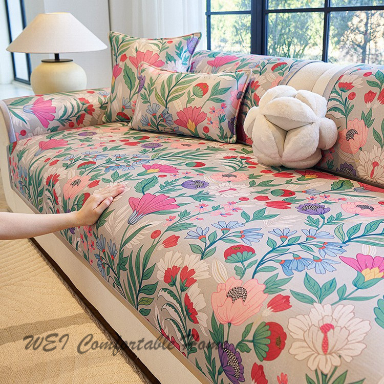Đệm Sofa Lụa Đá Mát Mẻ Mùa Hè 2025 Thảm Mát Sofa Mới Không Trượt Đệm Ghế Mùa Hè