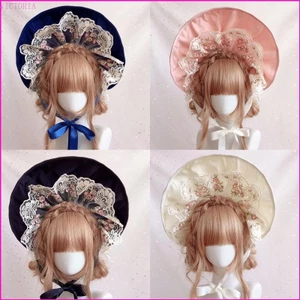 Vic Handmade Gothic Gấp Mũ Dự Tiệc Mũ Bonnet Ngọt Mũ Băng Đô Ruy Băng Đô Ruy Băng Mũ Phẳng Cho Tiệc Sân Vườn Gothic Cosplay