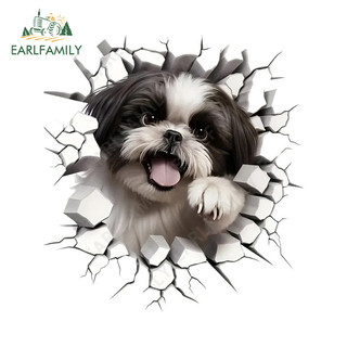 EARLFAMILY 13cm Dễ Thương Chó Xé Xe Miếng Dán Vali Ván Lướt Sóng Kính Chắn Gió Mũ Bảo Hiểm Vinyl Chống Thấm Nước Decal Chống Trầy Xước Nhãn Xe Sáng Tạo