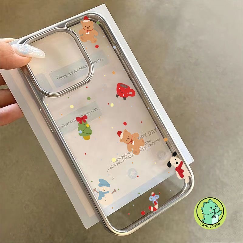 Vỏ Giáng Sinh Cho Xiaomi 14 13 13T 12 12T 12S Ultra 12X Mi 11 10s 9T 9 Pro Ultra Lite 10i 8 Civi 4 Pro 3 2 1s Mạ Vỏ Thùng Carton Dễ Thương Chó Gấu Trong Suốt Vỏ Điện Thoại Mềm