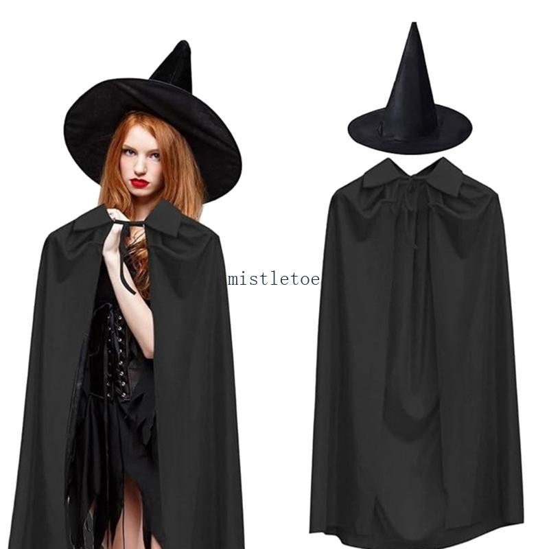 Mis Phù Thủy Phụ Kiện Trang Phục Bao Gồm Phù Thủy Áo Khoác Phù Thủy Mũ Halloween Áo Cho Trẻ Em Người Lớn Halloween Cosplay Par