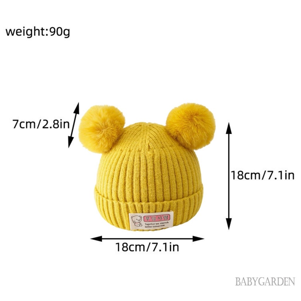 / / -Baby Girls Boys Beanie Bear Letter Patch Double Bobbles Thu Đông Mũ Ấm Áp Tập Đi Beanie Mũ Đan
