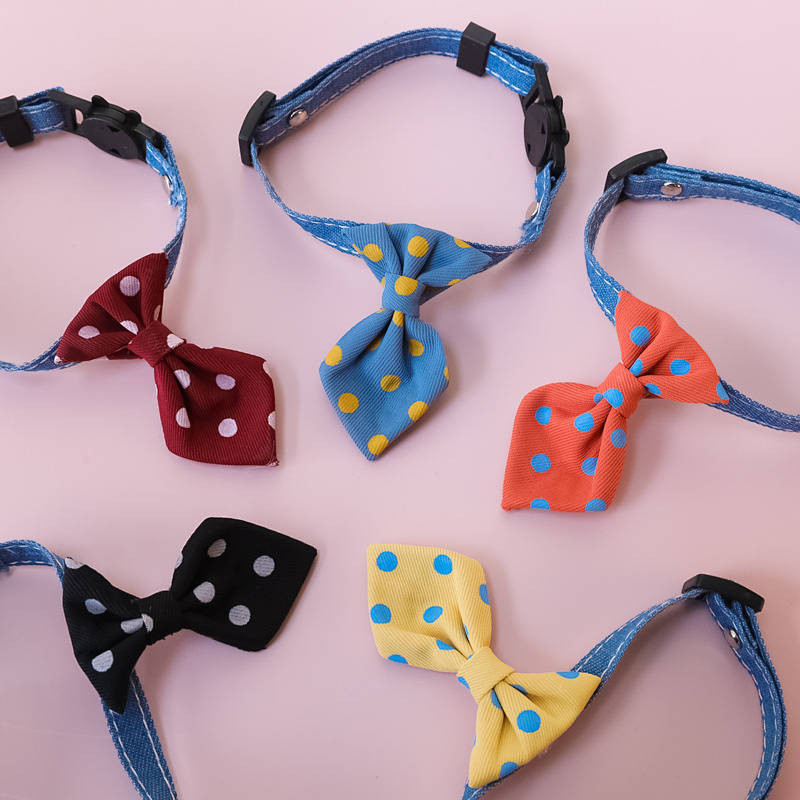 【Ready Stock】 Special Offer Pet Collar Cat Dog Bell Safety Buckle Gentleman Tie British Style Wedding Dot QNuP