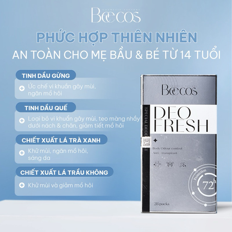 [Chính Hãng] Hộp lớn Gạc lau khử mùi và giảm tiết mồ hôi nách, tay, chân, khử thâm nách Beecare