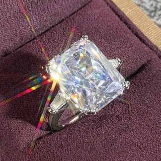 S925 Bạc Quá Khổ Nhẫn Zircon Trang Sức Thời Trang Đơn Giản Quà Tặng Nữ