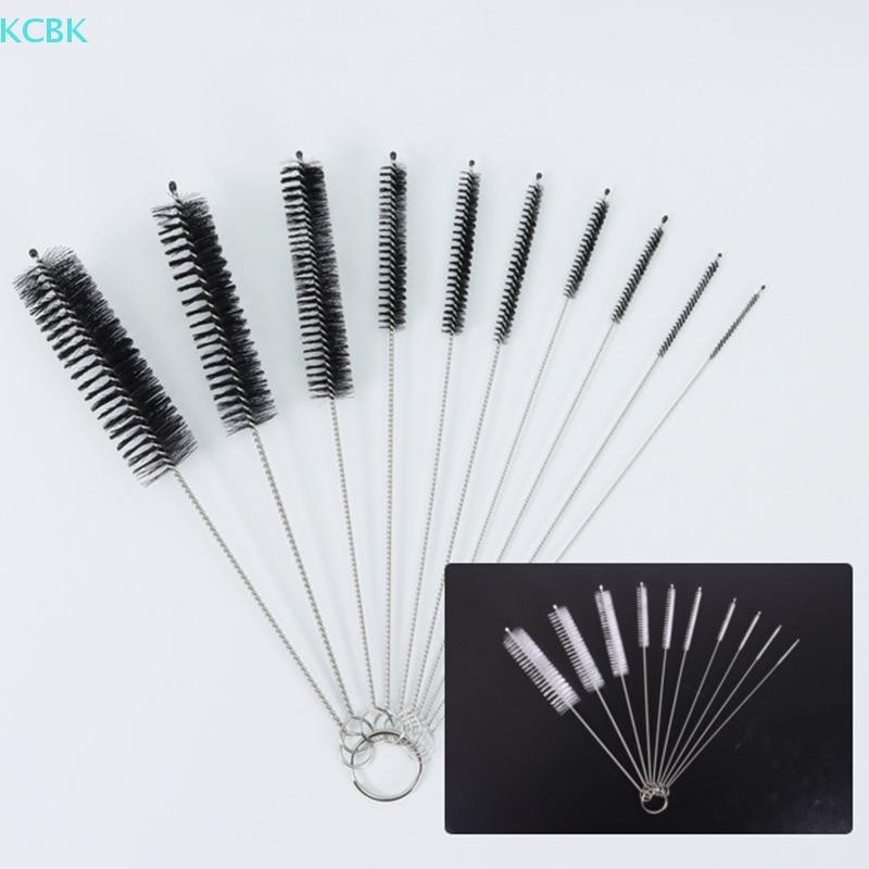 [Kc] Bộ cọ làm sạch ống hút tóc mềm không gỉ Bộ lông Nylon Ống hút chai ống [BK]
