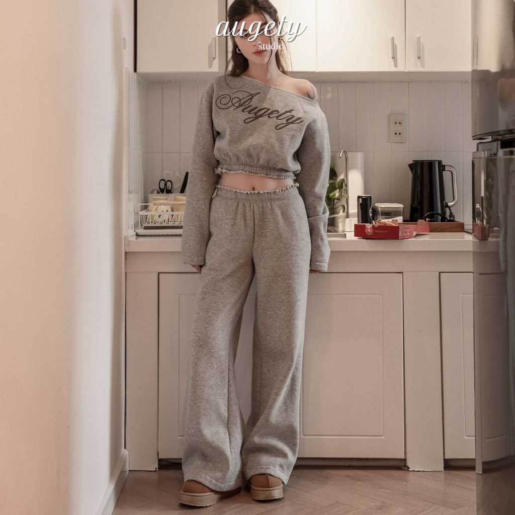 [MUA KÈM ÁO GIẢM 30K] Quần Nỉ Dài Form Ống Suông Rộng Augety Studio, Cosie Sweatpants