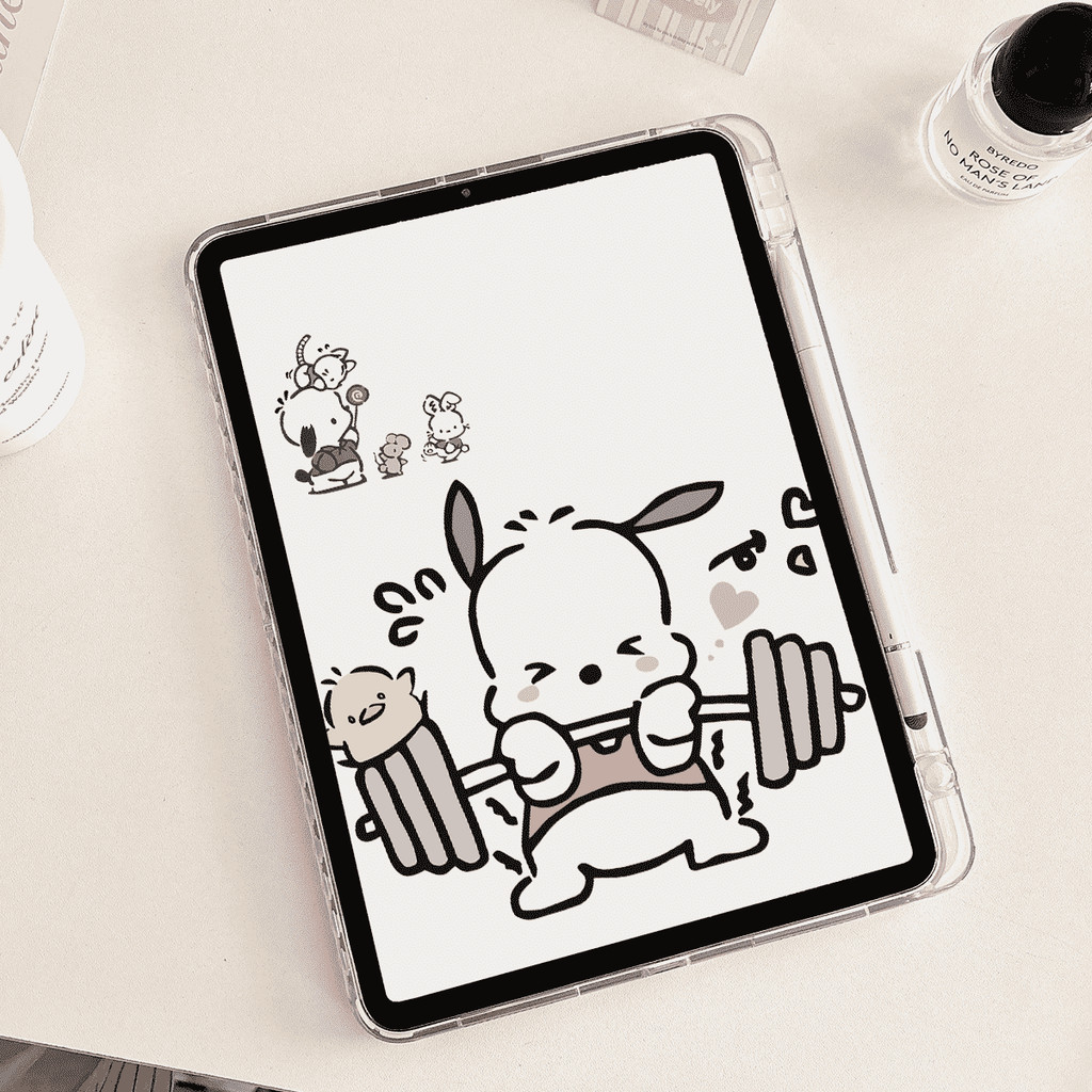 Vỏ Cứng Ngộ nghĩnh Pochacco Cho Mini6 Mini7 iPad 5 6 7 8 9 10th Air2 Air3 Air4 Air5 Air6 10.9 "Pro10.5 Pro11 Air11 M2 M4 2024 Vỏ TPU Có Khe Cắm Bút Chì