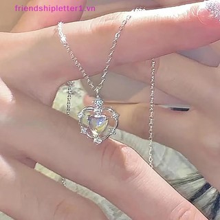 {Fh Fashion} Vòng cổ tình yêu bằng đá mặt trăng đơn giản dành cho nữ Cô gái Tính khí nhẹ Mặt dây chuyền thời trang Vòng cổ Quà tặng trang sức tiệc cưới.