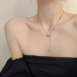Dây chuyền bạc nguyên chất 999 sang trọng nhẹ nhàng cho phụ nữ, dây chuyền xương đòn vàng hồng cao cấp mùa hè 3.31 5OKR