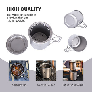 Boundless Voyage 420ml Cốc Titan có bộ lọc & nắp Cốc trà một lớp cắm trại nhẹ có bộ lọc Đồ uống ngoài trời