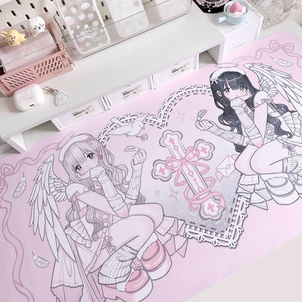 Tấm lót chuột & thảm để bàn Kawaii Anime Girl (90x40cm) Đế cao su chống trượt hoàn hảo cho nữ sinh