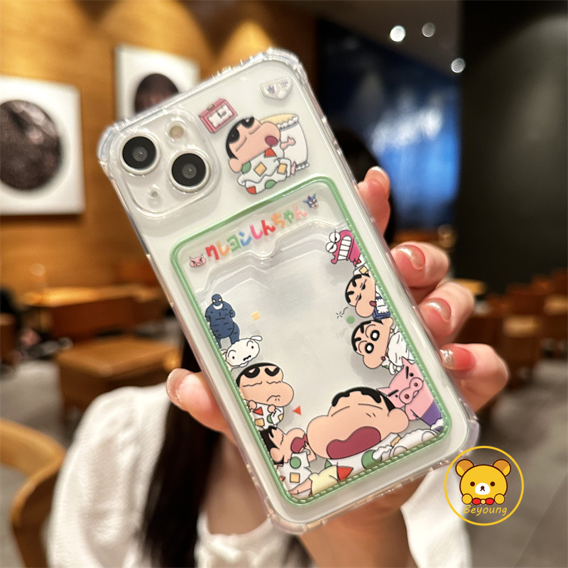 Vỏ Đựng Thẻ Crayon Shin-chan Cho Samsung Galaxy A56 A26 M36 A16 A06 M55 A55 A35 A25 A15 M15 F15 M54 5G 4G Vỏ Sang Trọng Hoạt Hình Cặp Đôi Dễ Thương Ví Mềm Vỏ Điện Thoại