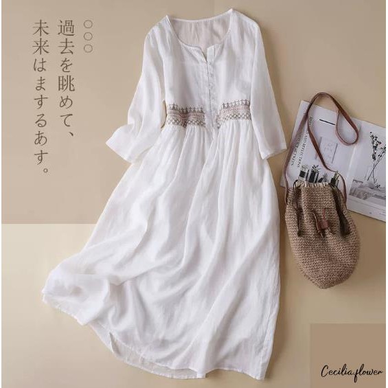 Đầm Mùa Hè Nữ Cổ Điển Thêu 3 / 4 Tay Midi Đầm Cho Cocktail Kỳ Nghỉ Câu Lạc Bộ Dạo Phố