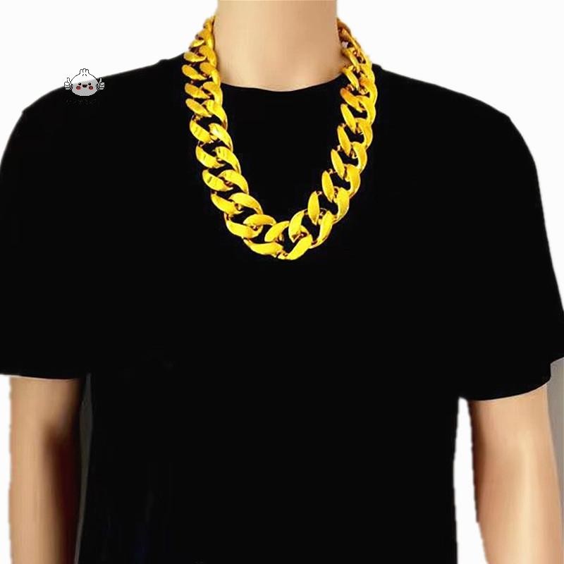 Maybest 50-120cm Quá Khổ Dây Xích Chunky Lớn Màu Vàng Vòng Cổ Hip Hop Punk Gothic Rock Mặt Dây Chuyền Nhựa Đạo Cụ Dự Tiệc {VN}