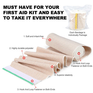 Bọc băng thun cao cấp 1 cuộn, Băng nén không chứa cao su bằng vải Cotton có khóa tự khóa, hỗ trợ & sơ cứu cho thể thao