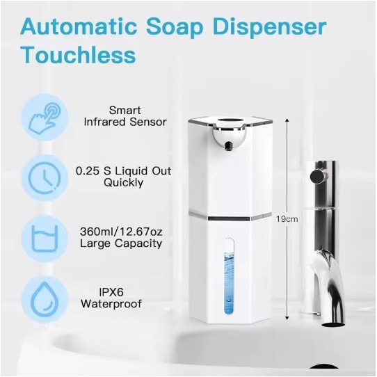 Không Khoan Xà Phòng Tự Động 360Ml 4 Cấp Chất Lỏng Tạo Bọt Xà Phòng Hộp Đựng Pin Dài Sạc Tự Động Xà Phòng
