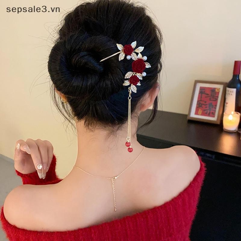 # sepsale # Kẹp Tóc Hoa Hồng Retro Cho Nữ Phong Cách Trung Hoa sel Kẹp Tóc Kẹp Tóc Hoa Handmade Kẹp Tóc Mũ Ngày Lễ Tình Nhân.