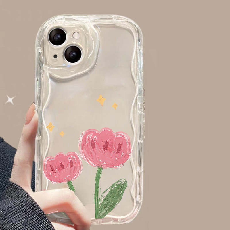 Ốp Lưng In Hình Hoa Cho Xiaomi Redmi Note 14 4G 13 14 Pro Plus 5G Redmi 13 12 14C Ốp Lưng Kem Trong Suốt Vồng Cạnh Hoa TPU Camera Bảo Vệ Silicon