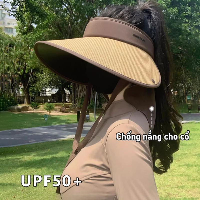 Mũ Rộng Vành Nửa Đầu Chống Nắng UV,Mũ Chống Nắng Nữ Vành Rộng Hở Chóp,Chống Uv Năng Động Trẻ Trung
