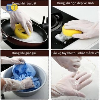 Găng Tay Cao Su Dài Tay Cổ Chun - Găng Tay Rửa Bát Cao Cổ