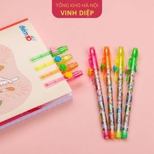 Bút chì khúc Thiên Long - Bút chì thay ngòi màu đậm, hoạ tiết dễ thương, có gôm trên nắp