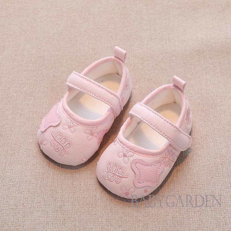 / / -Baby Girl Đế Mềm Thêu Chống Trơn Trượt Đế Mềm Mary Jane Giày Đi Bộ Thông Thường Cho Bé Sơ Sinh Tập Đi