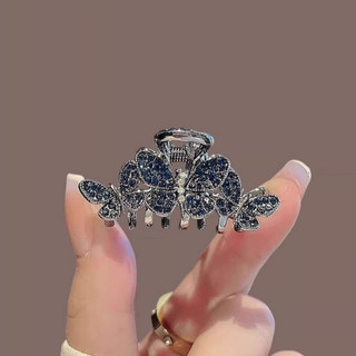 MAUROPOLI [Sẵn sàng] Kẹp kẹp hình con bướm đính đá xanh vừa tinh tế Kẹp tóc nửa mảnh dành cho nữ Đầu lưng cao cấp Kẹp tóc Kẹp tóc cá mập Kẹp tóc