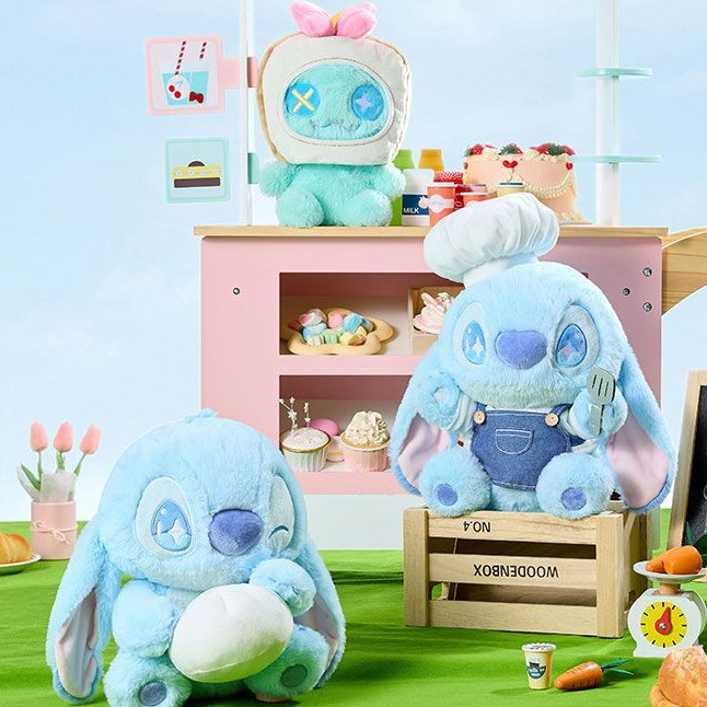 Mới Miniso Disney Stitch Dòng Tiệc Thực Phẩm Bếp Nấu Ngồi Chơi Búp Bê Nhồi Bông Dễ Thương Mặt Dây Chuyền Stitch