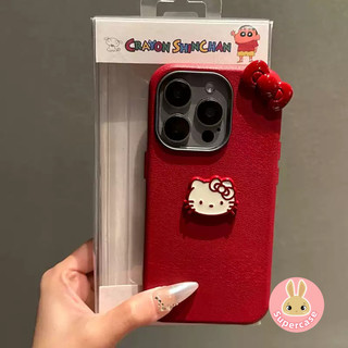 Ốp Điện Thoại Mèo Kitty Da PU Đỏ Cho Realme 16 15X 15T 15 14 Pro Plus 14X Note 80 70 C75X C83 C85 C75 C73 C71 Pro Narzo 80 Lite 5G 4G 3D Vỏ Nơ Đỏ Vỏ Mềm Chống Sốc
