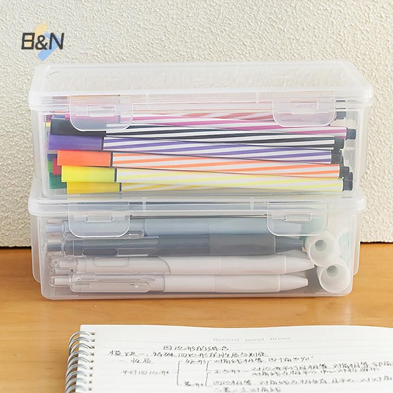 B & N 1 Hộp bút chì nhựa dung tích cực lớn có thể xếp chồng lên nhau Hộp bút chì trong suốt Đồ dùng văn phòng Hộp sắp xếp lưu trữ.