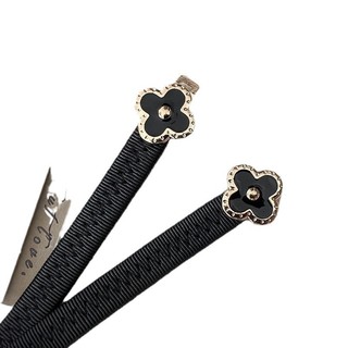 Girth nữ accessorize với váy dây thun co giãn thắt lưng màu đen quấn eo với cỏ bốn lá